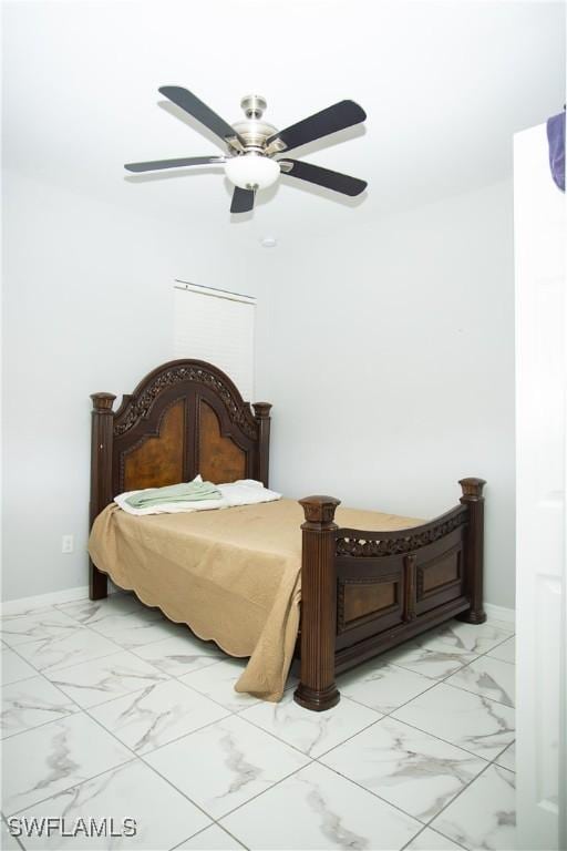 bedroom featuring ceiling fan