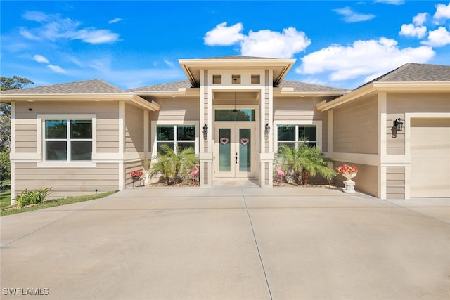 view of front facade featuring french doors