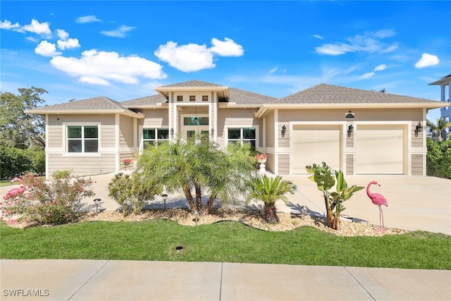 prairie-style house with a garage