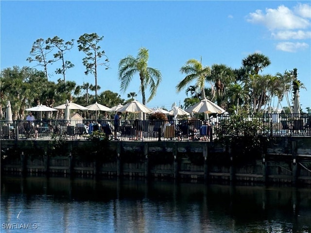 exterior space featuring a water view