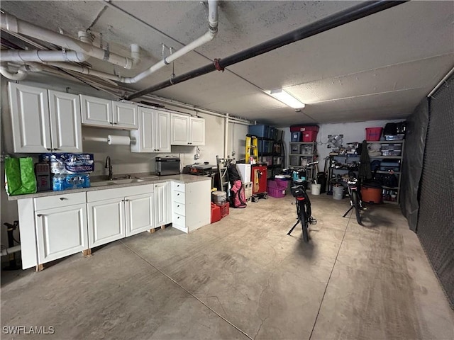 garage with sink