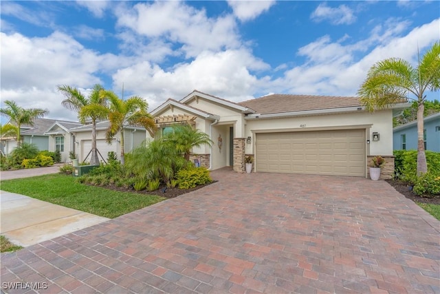 view of front of property featuring a garage