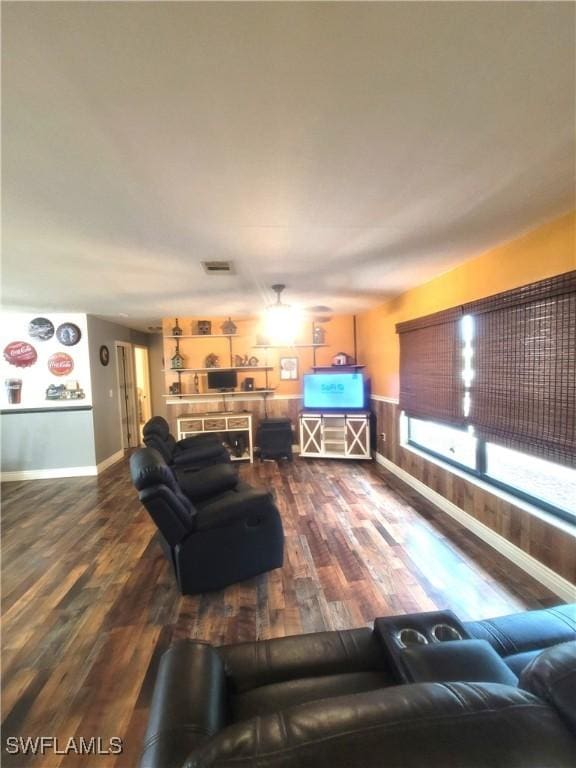 living room with wood-type flooring