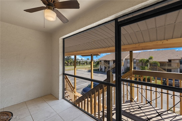 balcony with ceiling fan