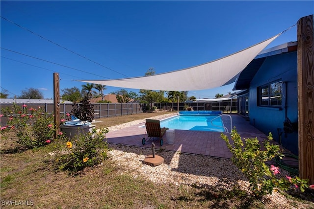 view of pool featuring a fenced backyard and a fenced in pool