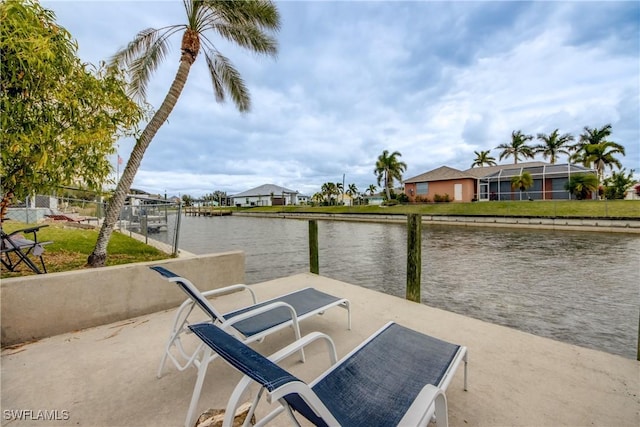 dock area featuring a water view