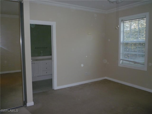 6210 Towncenter Cir, Naples, FL 34119 - unfurnished bedroom with baseboards, carpet floors, and crown molding