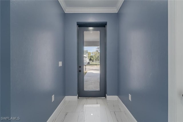 entryway with crown molding