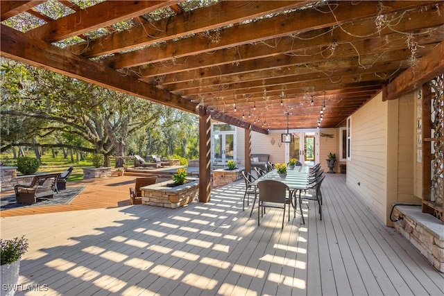 wooden deck featuring french doors