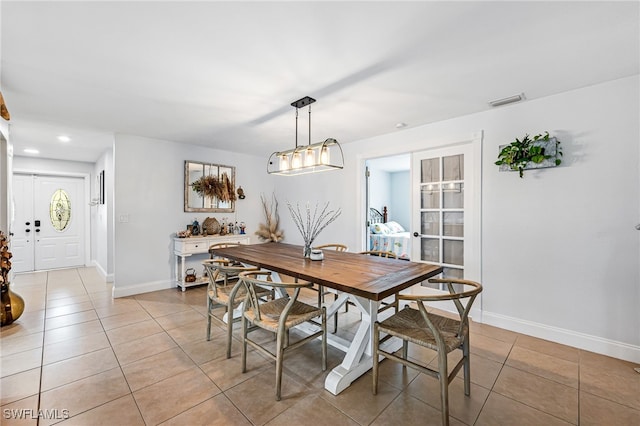 view of tiled dining space