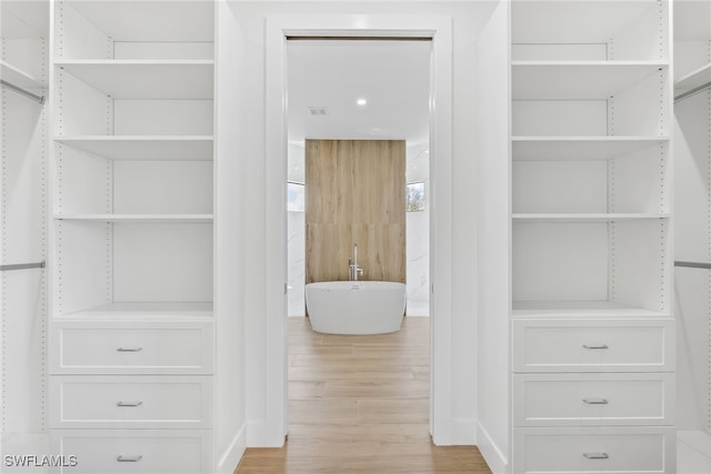 spacious closet featuring light wood finished floors