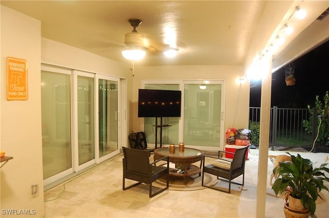 3680 Woodstork Ct, Fort Myers, FL 33908 - view of patio featuring visible vents, fence, and a ceiling fan