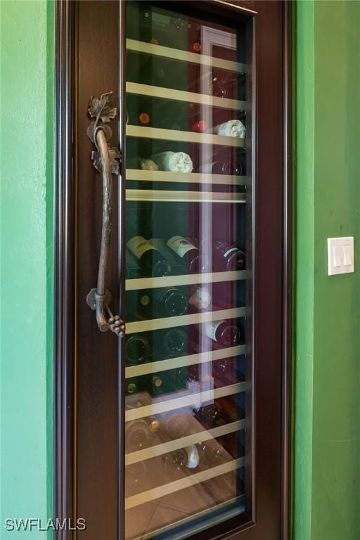 interior details featuring beverage cooler