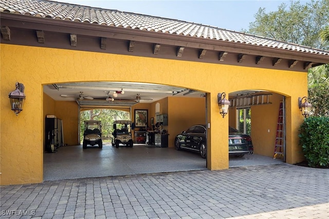 garage featuring a carport