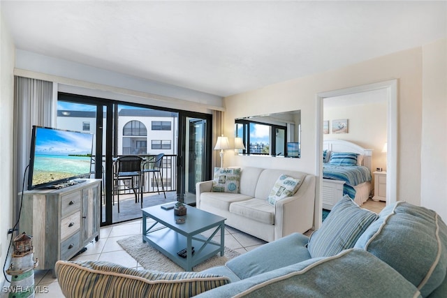 view of tiled living room