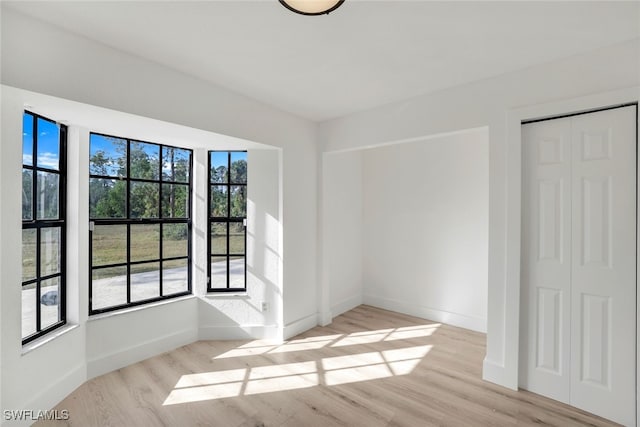 spare room featuring light hardwood / wood-style floors