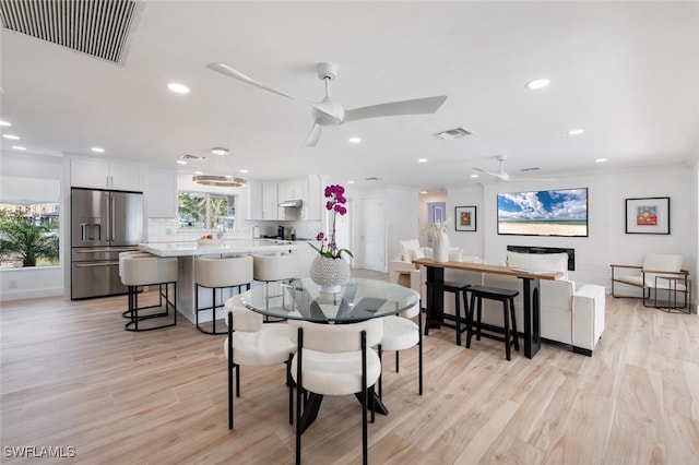 418 Germain Ave, Naples, FL 34108 - dining space featuring recessed lighting, light wood-type flooring, baseboards, and a ceiling fan