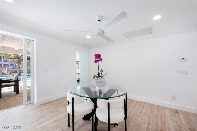 418 Germain Ave, Naples, FL 34108 - dining room featuring light wood-style flooring, ornamental molding, baseboards, and recessed lighting
