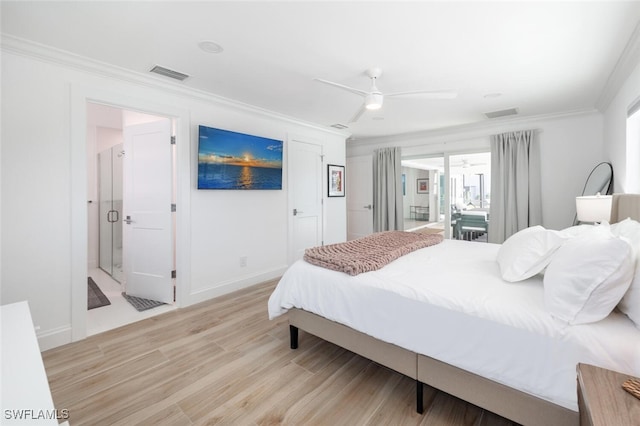 418 Germain Ave, Naples, FL 34108 - bedroom featuring ornamental molding, light wood-style floors, baseboards, and ceiling fan