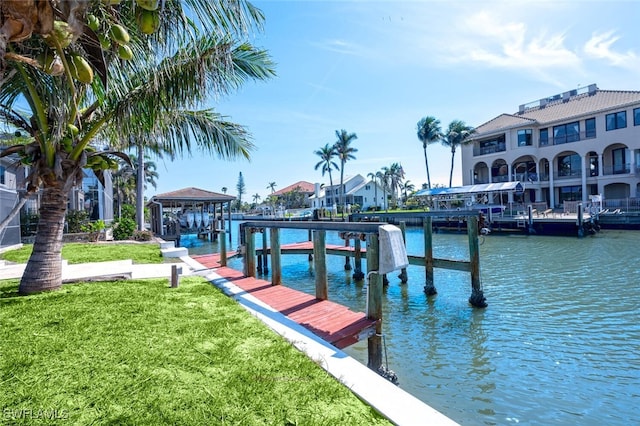 418 Germain Ave, Naples, FL 34108 - dock area with a lawn and a water view