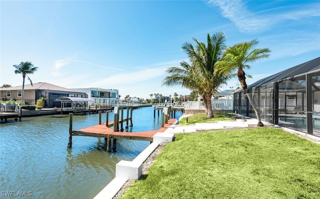 418 Germain Ave, Naples, FL 34108 - dock featuring a yard and a water view