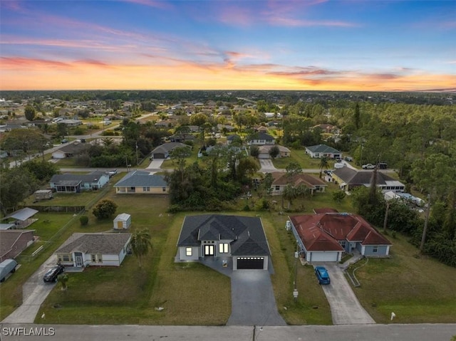 aerial view with a residential view