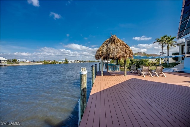 view of dock featuring a water view