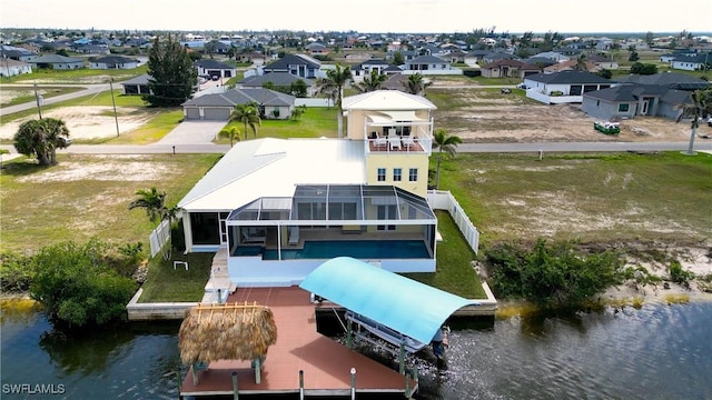 bird's eye view featuring a water view