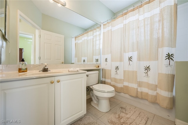 12206 Siesta Dr, Fort Myers Beach, FL 33931 - bathroom with tile patterned flooring, vanity, and shower / bath combination with curtain