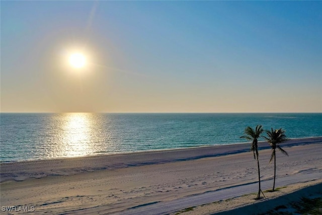 view of water feature featuring a beach view