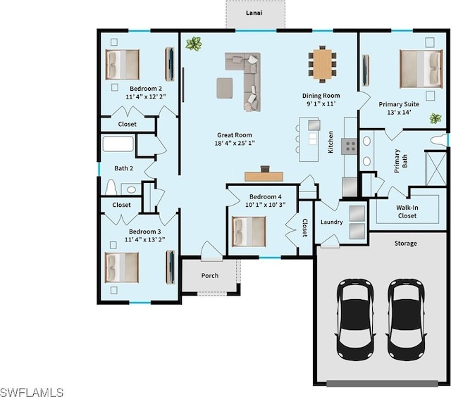 907 Kismet Pkwy W, Cape Coral, FL 33993 - floor plan