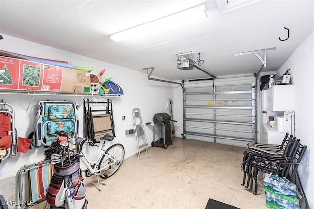 garage with a garage door opener