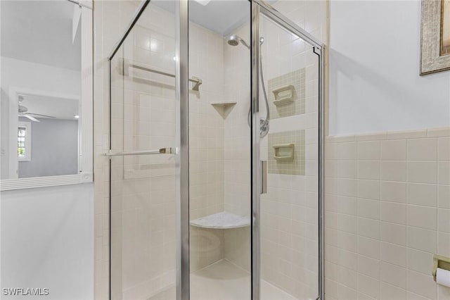 bathroom with a stall shower