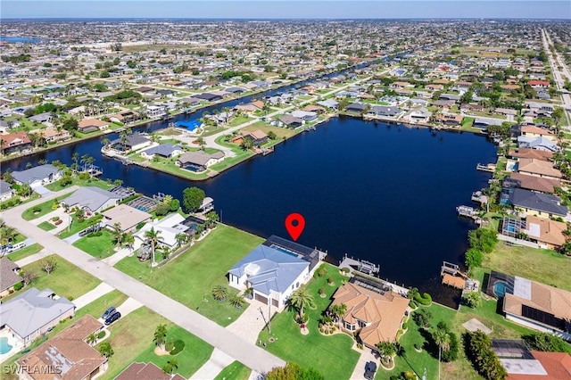 413 SW 46th Ter, Cape Coral, FL 33914 - bird's eye view with a residential view and a water view