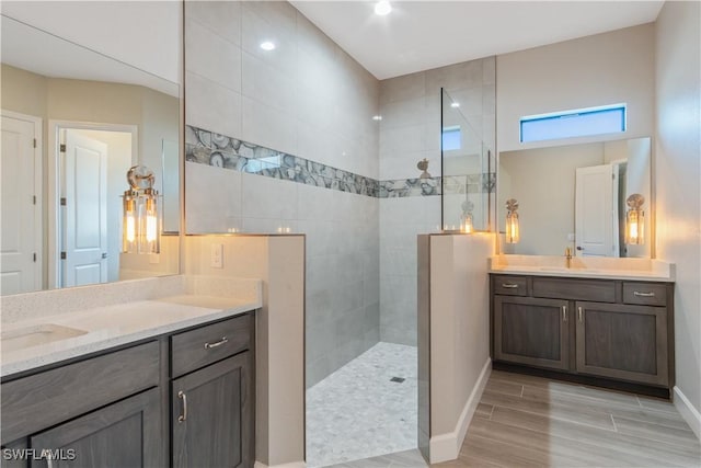 4320 Vasco St, Punta Gorda, FL 33950 - full bath featuring a sink, two vanities, walk in shower, and baseboards