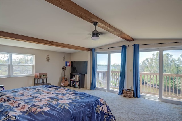 373 Hile Ln, Punta Gorda, FL 33982 - carpeted bedroom with access to outside and a ceiling fan