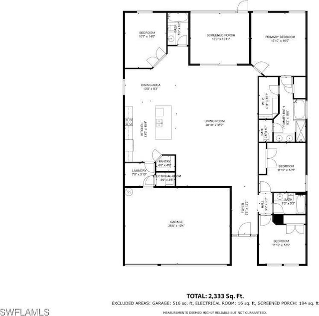 2911 SW 25th Pl, Cape Coral, FL 33914 - floor plan / room layout