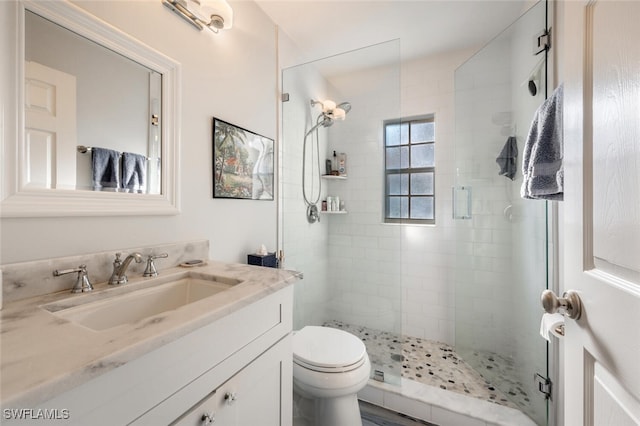 5858 Westbourgh Ct, Naples, FL 34112 - full bathroom featuring toilet, a shower stall, and vanity