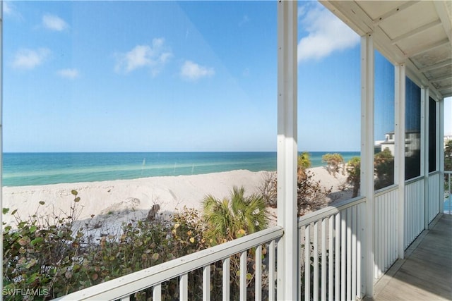 property view of water featuring a view of the beach