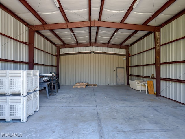 garage featuring metal wall