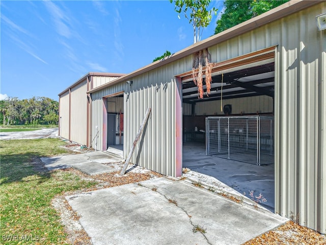 exterior space with a garage
