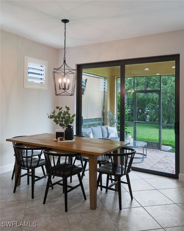 dining space with baseboards