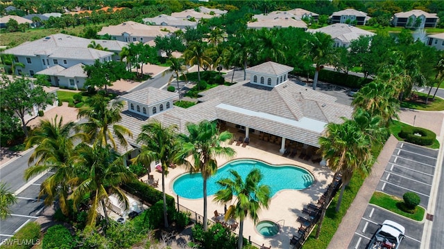 drone / aerial view with a residential view