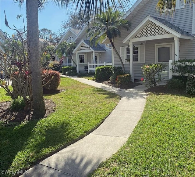 exterior space featuring a front lawn