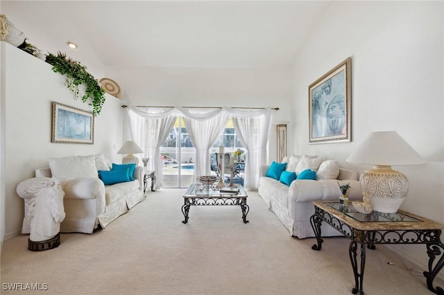 living room featuring carpet floors