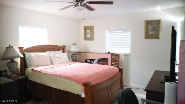 bedroom featuring ceiling fan