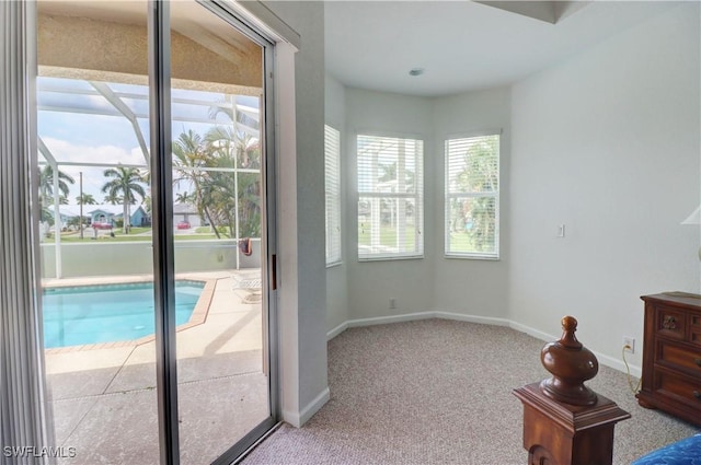 entryway with light carpet