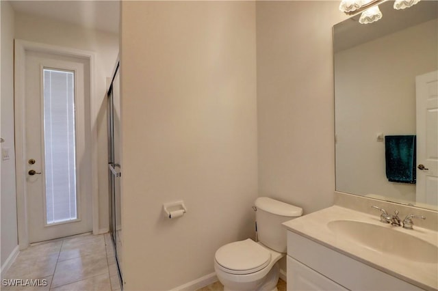 bathroom featuring tile patterned floors, toilet, and vanity