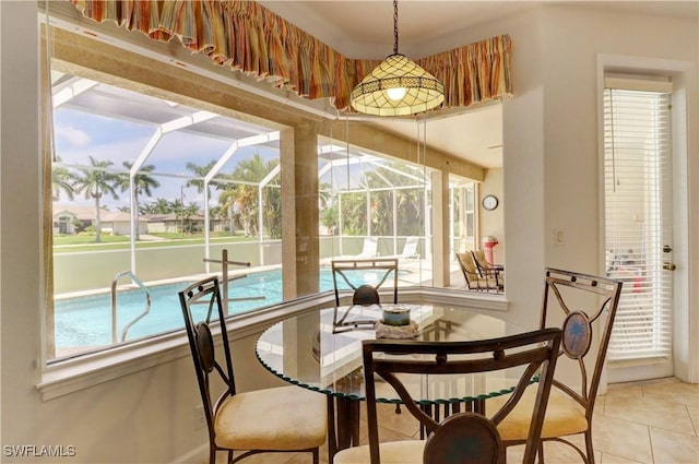 view of tiled dining space