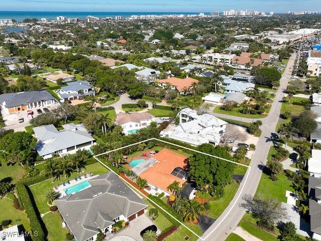 drone / aerial view with a residential view